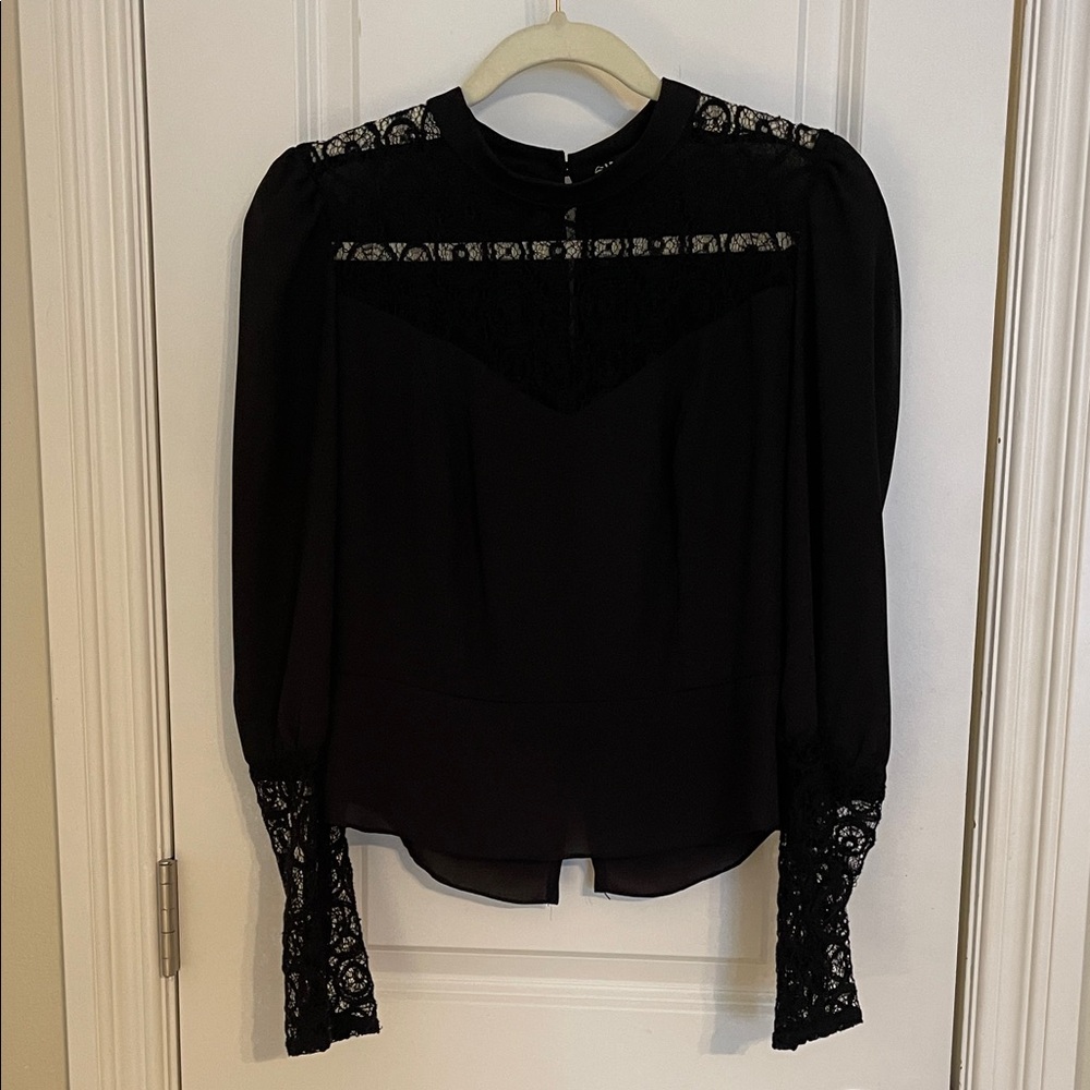 Single - Black Lace Detail Blouse
